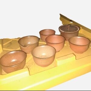 Set of 7 Small Rustic Terra Cotta Bowls